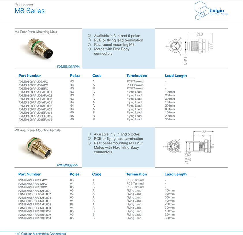 M8型3芯母頭面板式選型 M8型3芯母頭面板式選型
