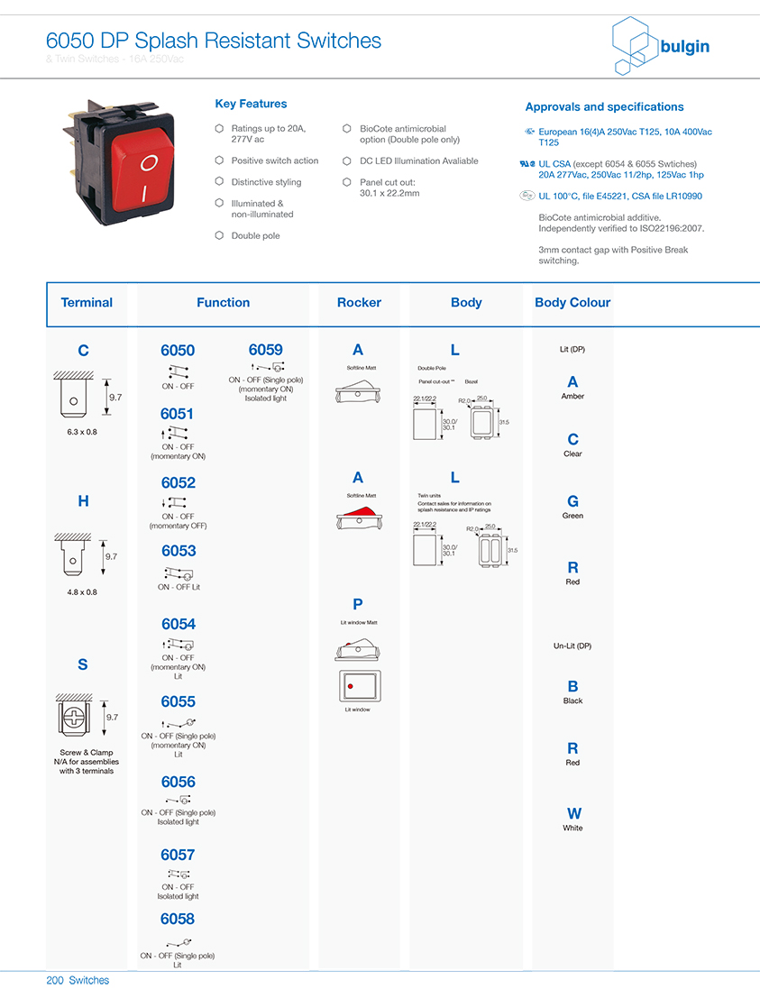 6050DP翹板開關(guān)系列選型 6050DP翹板開關(guān)系列選型
