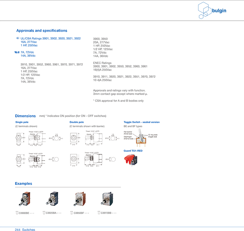 3900金屬搖桿開(kāi)關(guān)系列參數(shù)