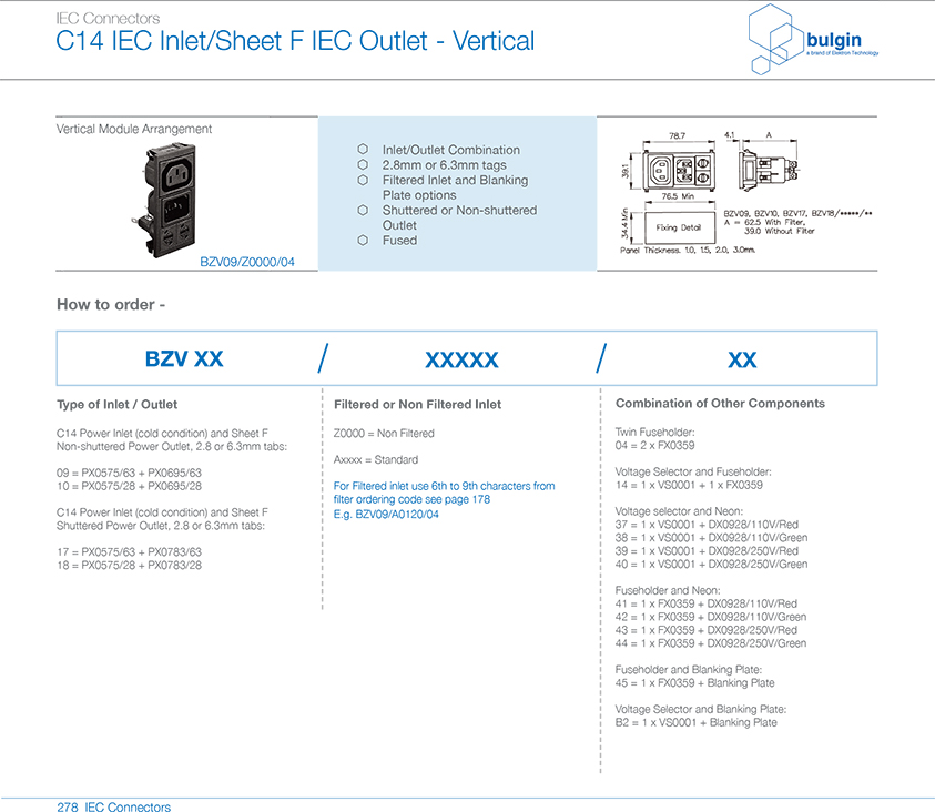 BZV09-Z0000-04垂直電源接入模塊選型 BZV09-Z0000-04垂直電源接入模塊選型