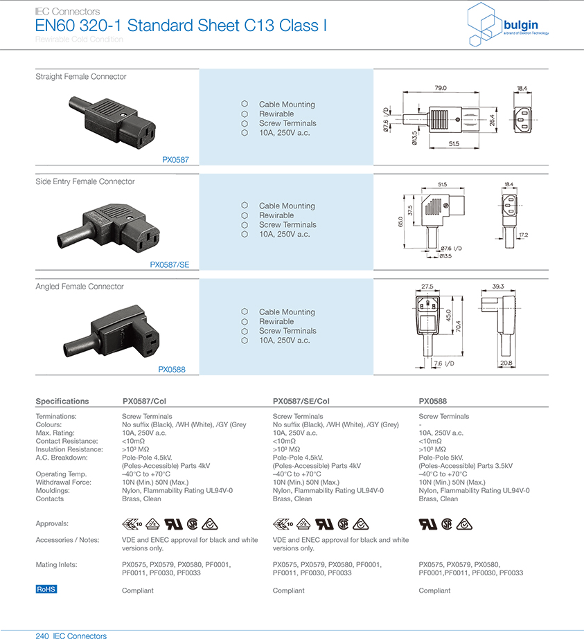 內(nèi)螺紋IEC連接器PX0587選型 內(nèi)螺紋IEC連接器PX0587選型