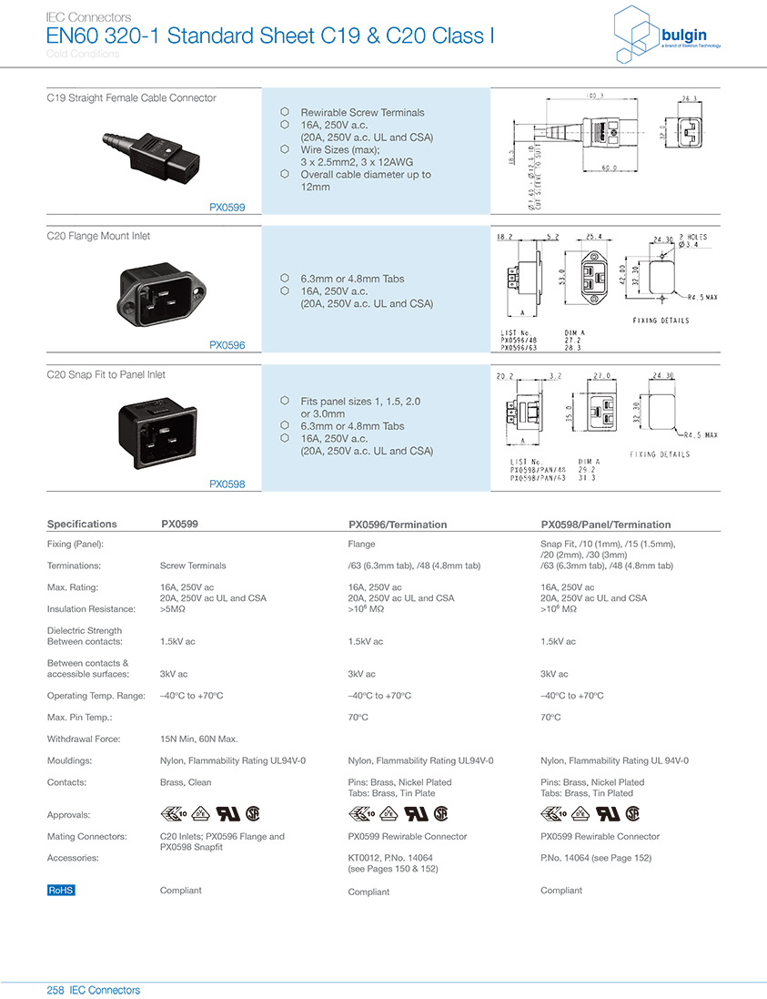 PX0599系列直型內(nèi)螺紋 C19 IEC 連接器技術參數(shù) PX0599系列直型內(nèi)螺紋 C19 IEC 連接器技術參數(shù)